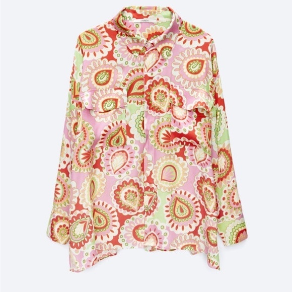 Uterque Retro Vintage Satin Multicolor Button Down Shirt - Picture 4 of 12